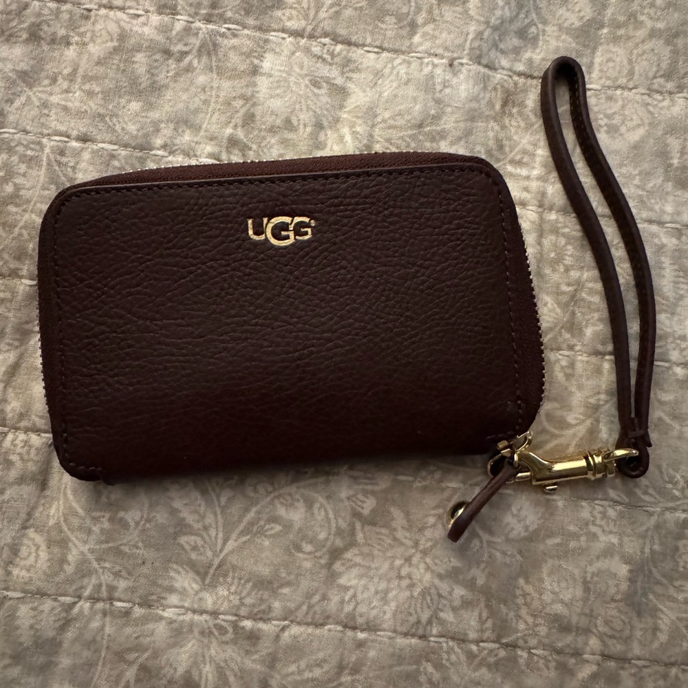 UGG Dark Brown Leather Wristlet